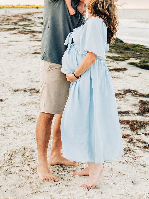white christmas dresses Momyknows Bow Flutter Sleeve Solid V-Neck Flowy Beach Cute Photoshoot Baby Shower Maternity Maxi Dress Light Blue / M white christmas dresses Momyknows Bow Flutter Sleeve Solid V-Neck Flowy Beach Cute Photoshoot Baby Shower Maternity Maxi Dress Light Blue / M