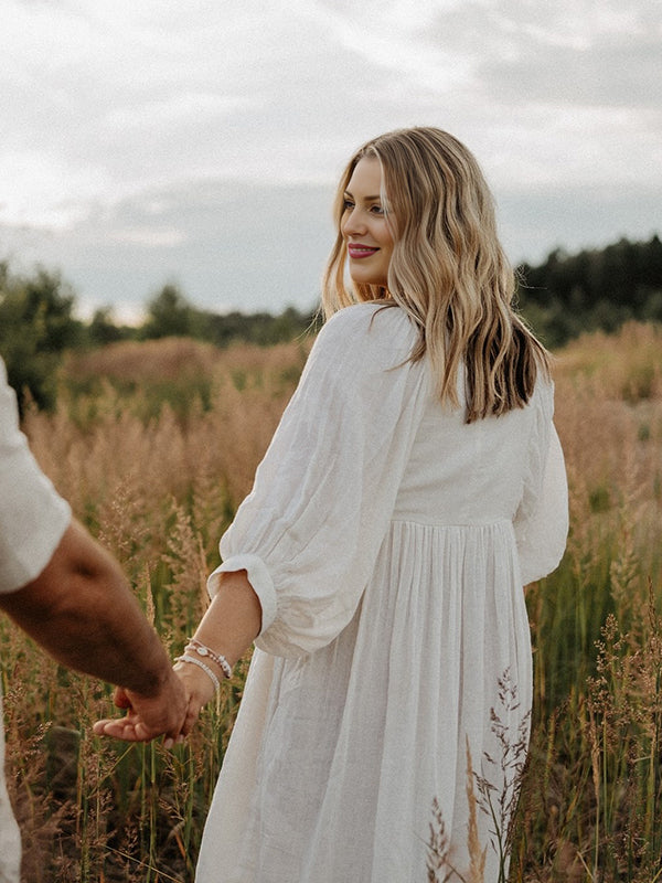 Momyknows White Front Tie Up Deep V-neck Lantern Sleeve Loose Sundress Elegant Vacation Baby Moon Flowy Boho Maternity Photoshoot Baby Shower Maxi Momyknows White Front Tie Up Deep V-neck Lantern Sleeve Loose Sundress Elegant Vacation Baby Moon Flowy Boho Maternity Photoshoot Baby Shower Maxi
