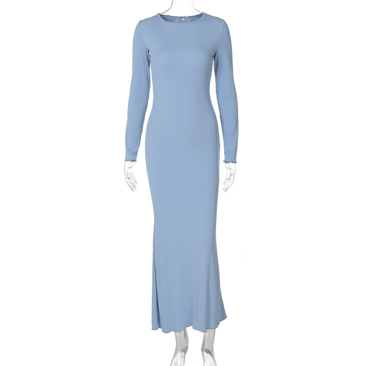Momyknows Blue Solid Color Bodycon Mermaid Long Sleeve Photoshoot Maternity Maxi Dress Blue / L Momyknows Blue Solid Color Bodycon Mermaid Long Sleeve Photoshoot Maternity Maxi Dress Blue / L