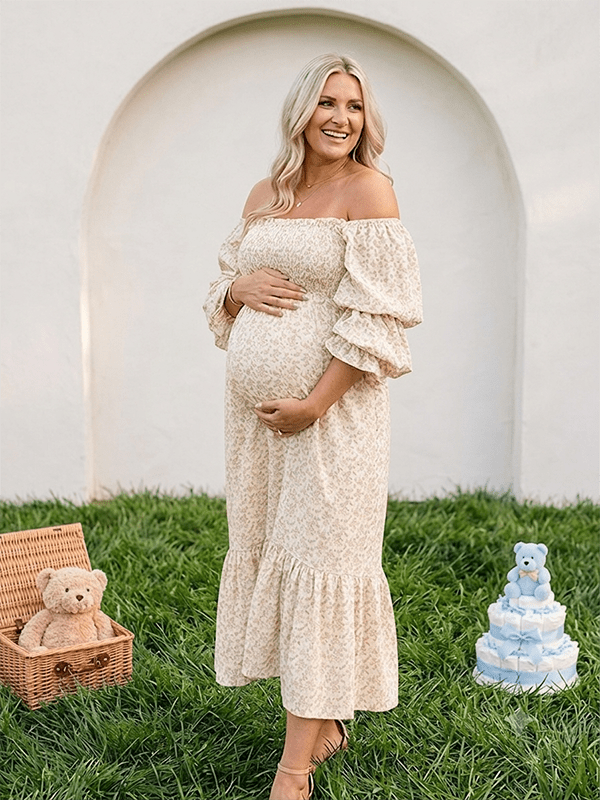 cute maternity dress Bridget Lace Ivory length silhouette Perfect for baby showers maternity photoshoots and special events. Maternity Dress Womens Casual Sweetheart