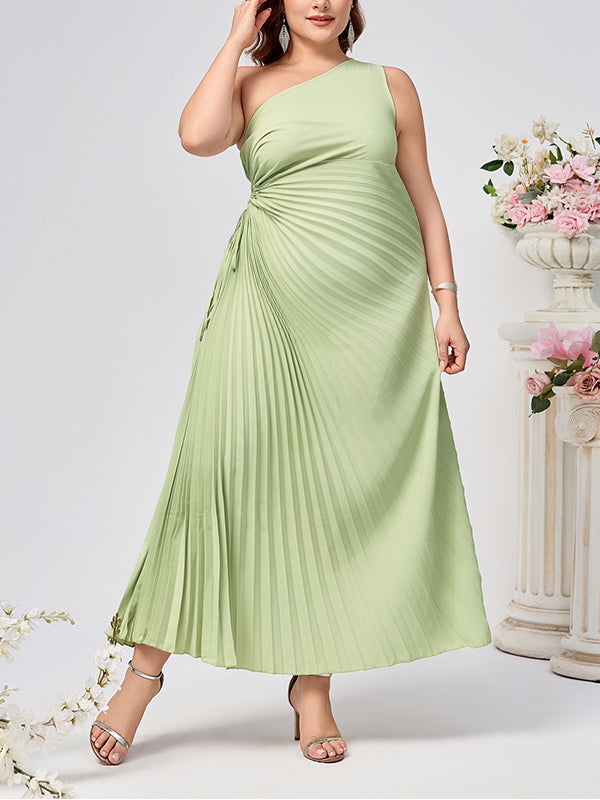 Momyknows Light Green Irregular Drawstring Side Draped Pleated Photoshoot Maternity Maxi Dresses