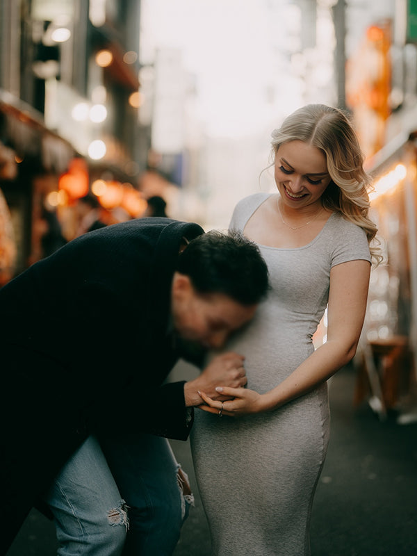 Momyknows Grey Bodycon Round Neck Daily Going out Maternity Photoshoot Maxi Dress