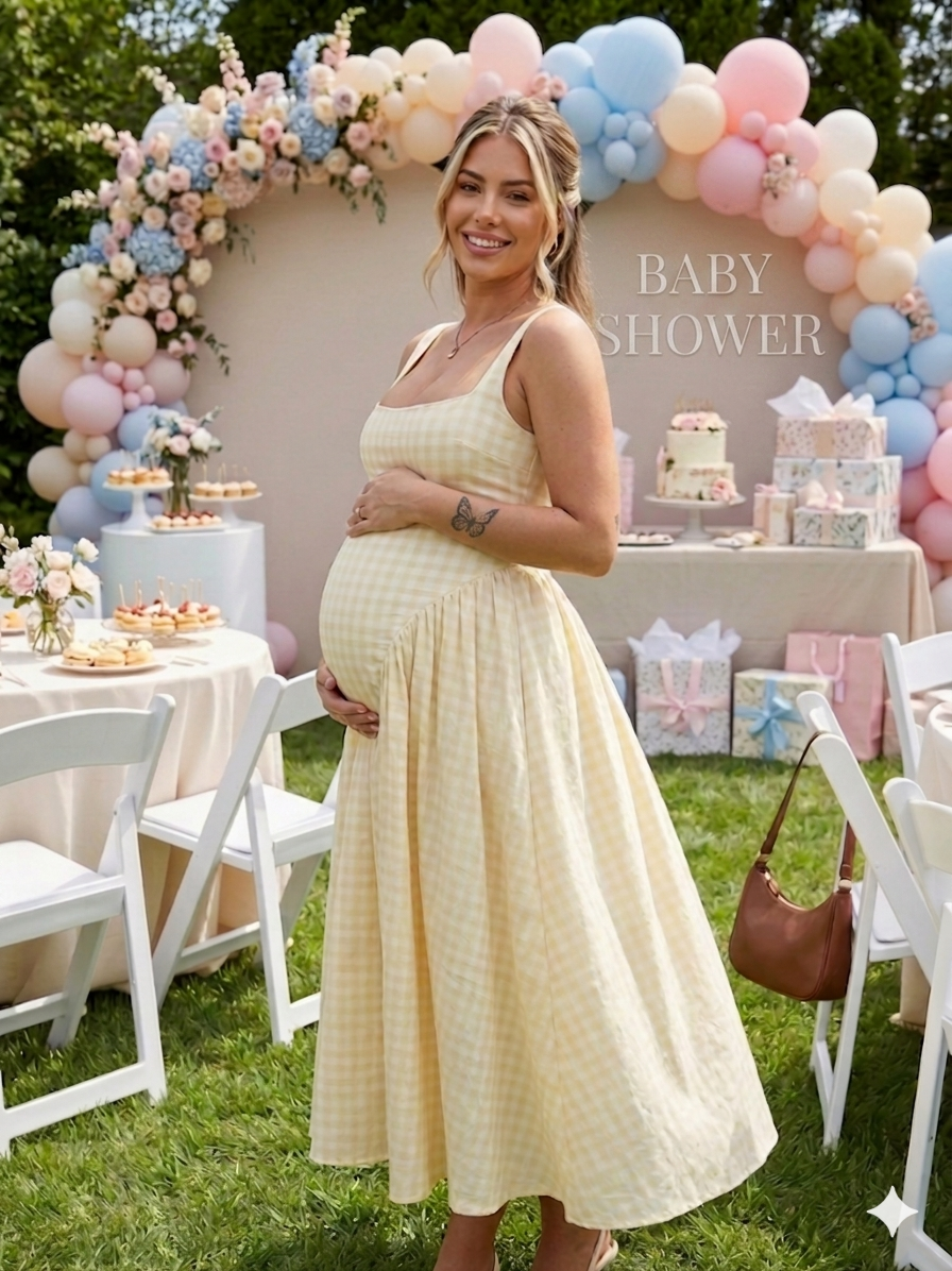 baby shower a-line dress New Lace Sleeveless A-line Maternity Baby Shower Dress