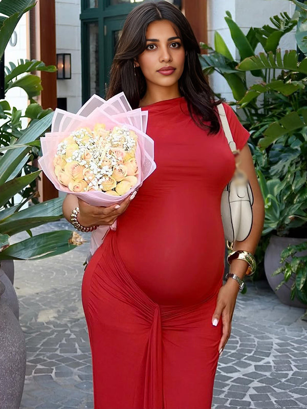 Red Ruched Draped Chic Maternity Going Out Maxi Dress – Momyknows Red Ruched Draped Chic Maternity Going Out Maxi Dress – Momyknows