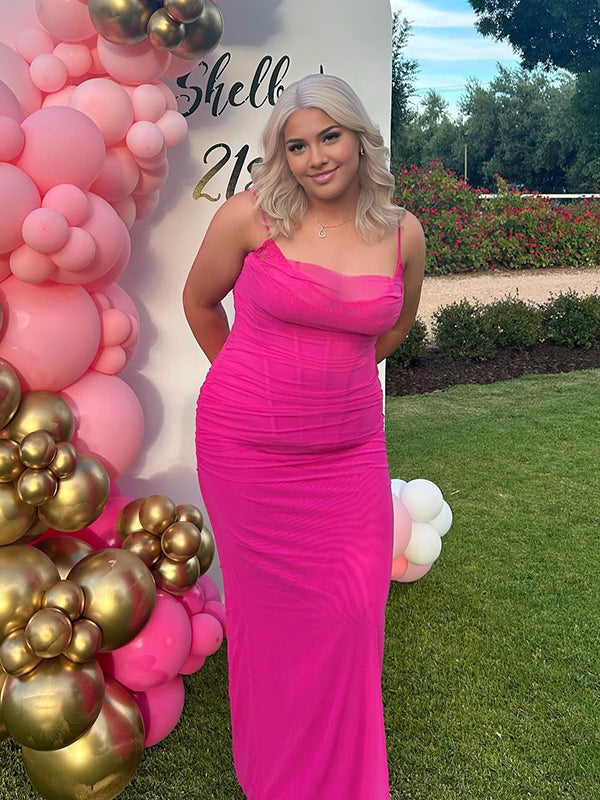 Momyknows Rose Carmine Spaghetti Strap Lace Maternity Baby Shower Maxi Dress