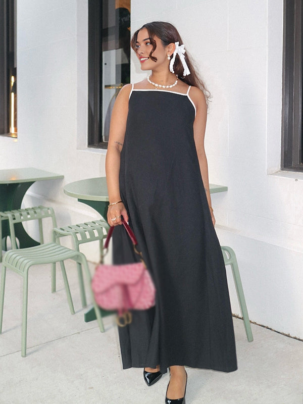 Momyknows Black Spaghetti Strap Off Shoulder Photoshoot Maternity Maix Dress