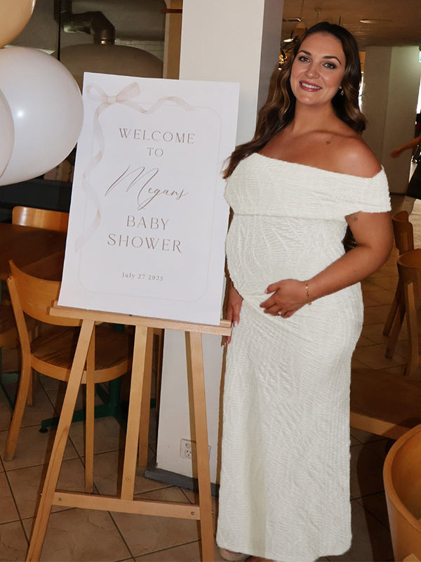 Momyknows Bubble Texture Ruched Off Shoulder Backless Maternity Maxi Dress