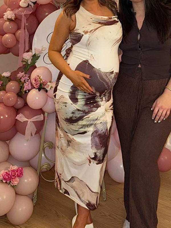 purple maternity maxi dress Momyknows Solid Multi-Way Wrap Convertible Backless Tie Back Wedding High Elasticity Maternity Photoshoot Maxi Dress, Light Purple / S