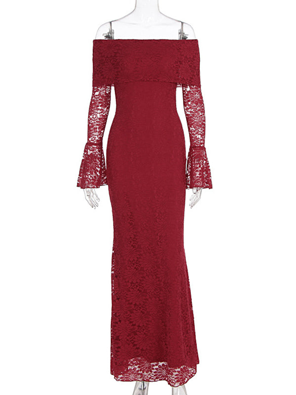 Momyknows Lace Off Shoulder Flare Sleeve Bodycon Maternity Maxi Dress Momyknows Lace Off Shoulder Flare Sleeve Bodycon Maternity Maxi Dress