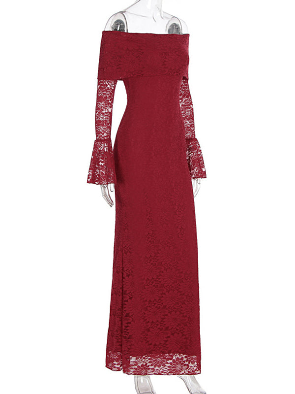 Momyknows Lace Off Shoulder Flare Sleeve Bodycon Maternity Maxi Dress Black / Xs Momyknows Lace Off Shoulder Flare Sleeve Bodycon Maternity Maxi Dress Black / Xs