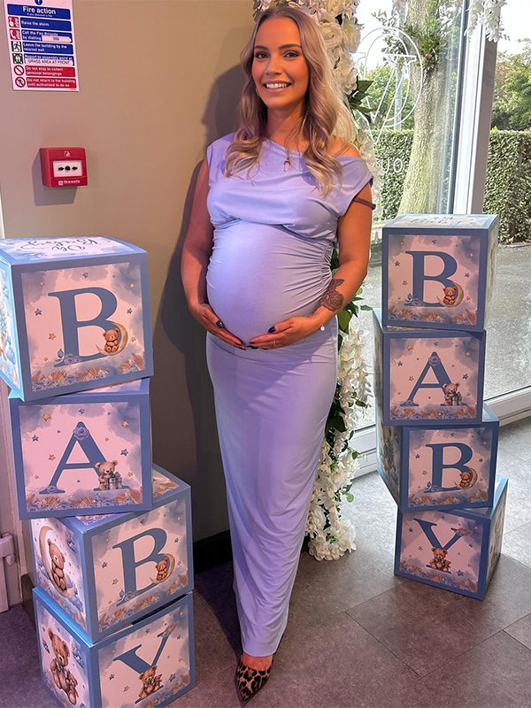 Momyknows Purple One Shoulder Ruched Mermaid Baby Shower Maternity Maxi Dress