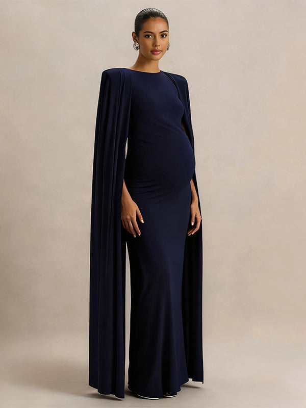 Momyknows Draped Back Slit Zipper Gown Baby Shower Maternity Maxi Dress Momyknows Draped Back Slit Zipper Gown Baby Shower Maternity Maxi Dress
