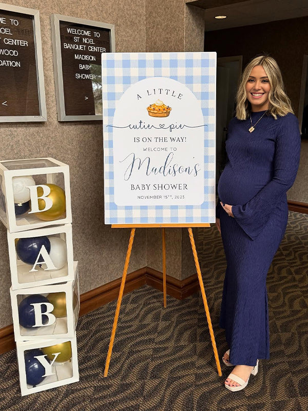 Momyknows Dark Blue Smocked Flare Sleeve Baby Shower Maternity Maxi Dress