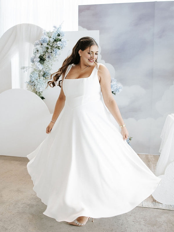 White Square Neck Swing Flowy Baby Shower Maternity Maxi Dress White / M White Square Neck Swing Flowy Baby Shower Maternity Maxi Dress White / M