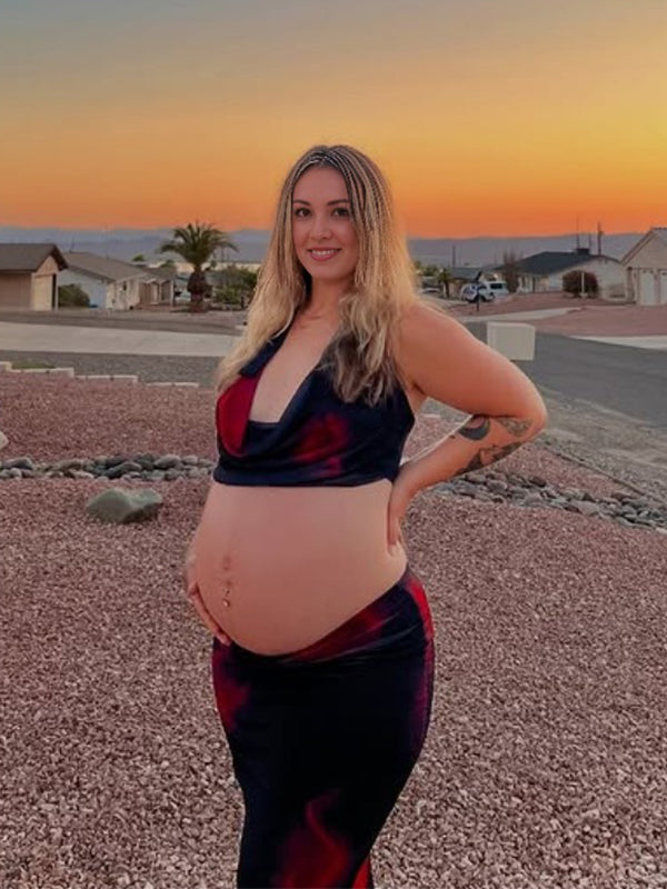 Momyknows Black 2-in-1 Grenadine Backless Photoshoot Maternity Maxi Dress