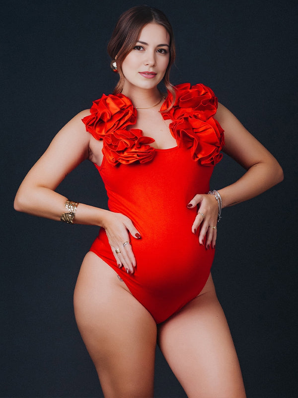 Momyknows Red Bathing Suit Maternity Dresses