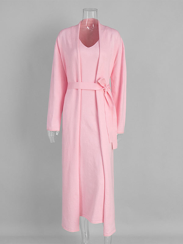 Momyknows Knit 2 Pieces Knit Belted Photoshoot Maternity Maxi Sweater Dress Momyknows Knit 2 Pieces Knit Belted Photoshoot Maternity Maxi Sweater Dress