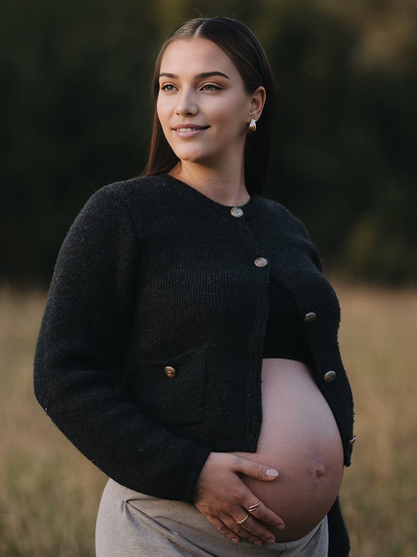 Momyknows Black Buttons Cardigan Daily Maternity Top