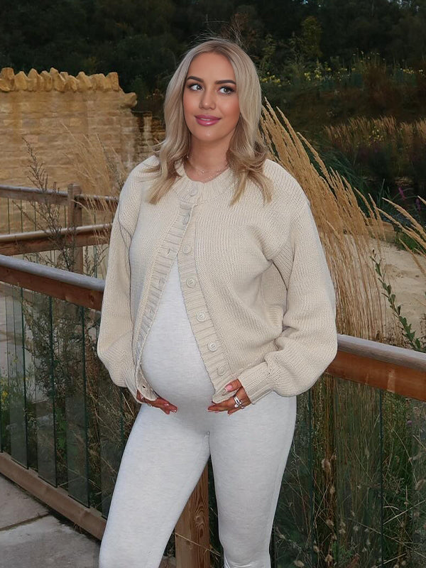 Momyknows Single Breasted Knit Maternity Sweater Cardigan
