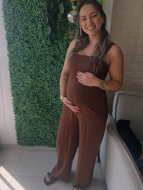 Momyknows Deep Khaki Pockets Bodycon Daily Going out  Maternity Jumpsuits