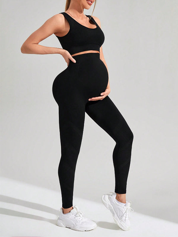 Momyknows 2-in-1 Bra and Pants Stretchy Sport Yoga Comfy Slim Maternity Suit