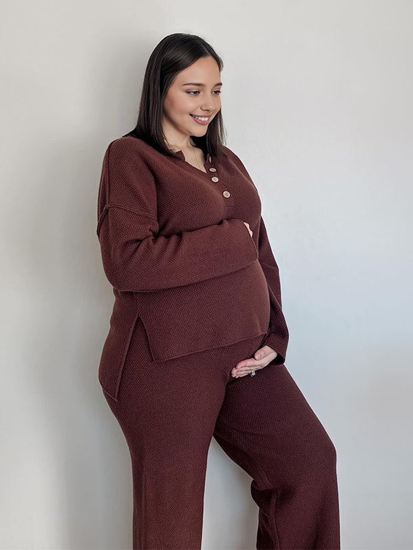 Momyknows Wine Red 2-in-1 Single Breasted Photoshoot Maternity Outfit