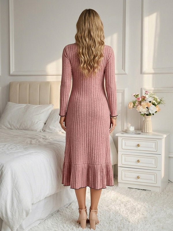 Pink Lettuce Edge Falbala Maternity Maxi Dress with Patchwork