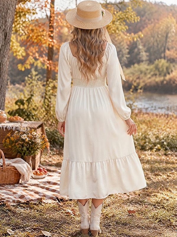 Apricot Lace Up Maternity Midi Dress with Elegant Design and Bodycon Fit
