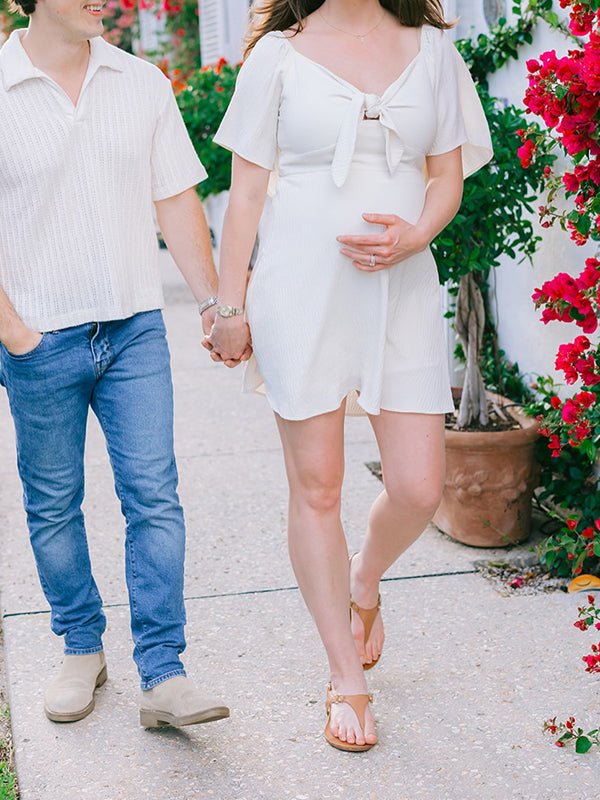 mini white maternity dress Women's Maternity White Sequin Detail Open Back Mini Dress