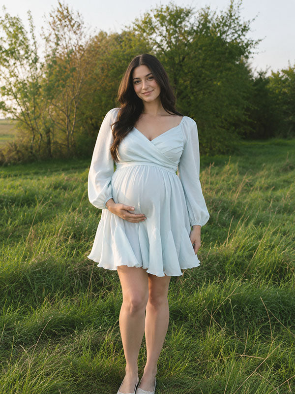 Smocked A-Line Photoshoot Maternity Mini Dress