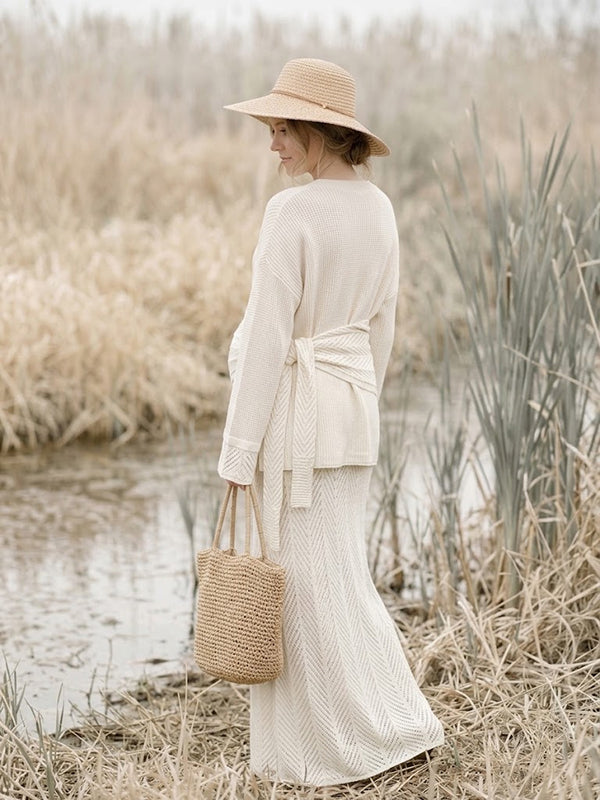 Beige 2-in-1 Maternity Long Dress with Lace-Up Detailing Flared Maxi Silhouette
