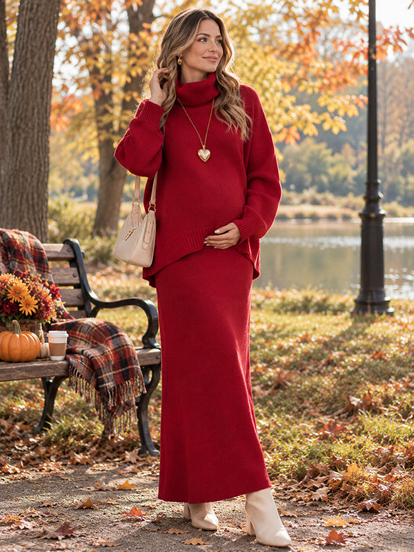 Red Crochet 2-in-1 Maternity Maxi Dress with Elegant Design Flattering Silhouette