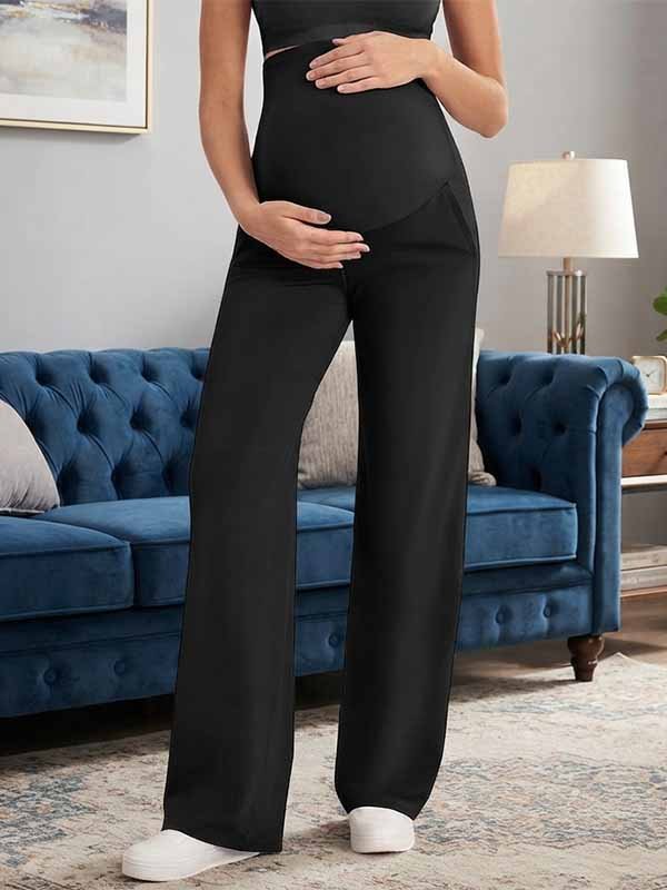 Momyknows Comfortable Pockets Patchwork Stretchy Daily Straight-leg Maternity Legging