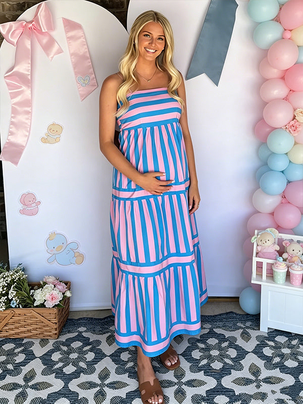blue and white striped maternity dress SHEIN Maternity Nursing Dress, Blue Striped Dress