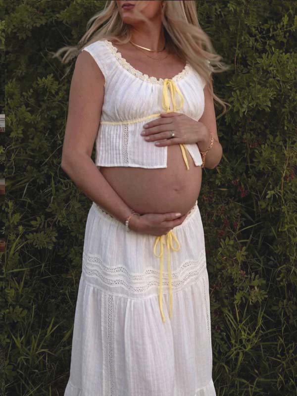 fitted maternity dress for photoshoot Luxury Pearls Maternity Gown for Photography YW251045 12 / Nature White Enjoy this most wonderful moment in women life and get the most beautiful dress for your photo shoot memories Sexy Cut Out Long Sleeves