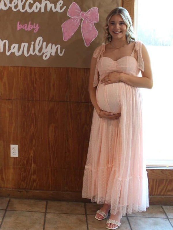 pink bow maternity dress Petal and Pup Women's Betina Front Maxi Fabric is No strech ASOS Maternity | Dresses |