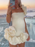 Momyknows White Off Shoulder Ruffle Irregular Falbala Bodycon Party Cute Baby Shower Maternity Mini Dress