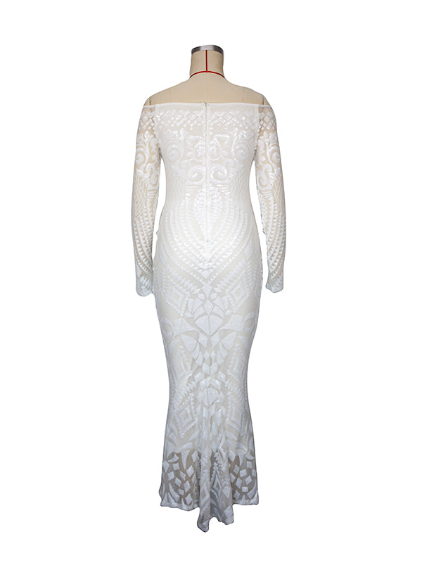 Momyknows White Lace Off Shoulder Mermaid Bodycon Wedding Gown Baby Shower Elegant Foamal Maternity Photoshoot Maxi Dress White / S Momyknows White Lace Off Shoulder Mermaid Bodycon Wedding Gown Baby Shower Elegant Foamal Maternity Photoshoot Maxi Dress White / S