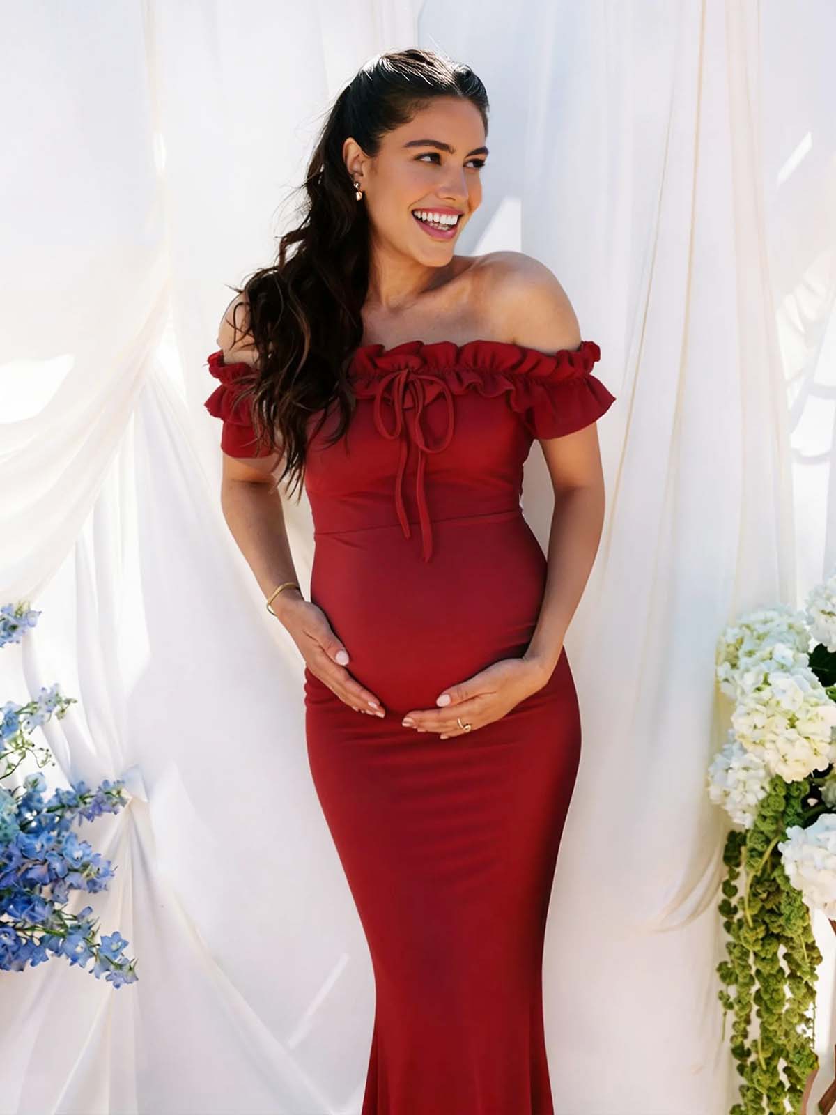 off the shoulder ruffle bodycon dress Rossi Ruffled Off The Shoulder Bodycon Dress White