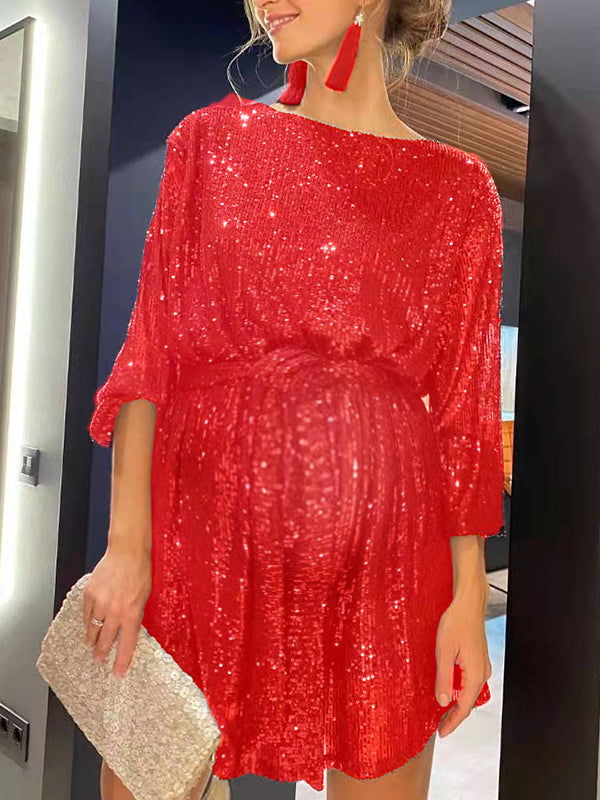 red sequin maternity dress Red Sequin Maternity Dress for Baby Shower for photo shoot Future Mom Maternity Long Dress for Baby Shower