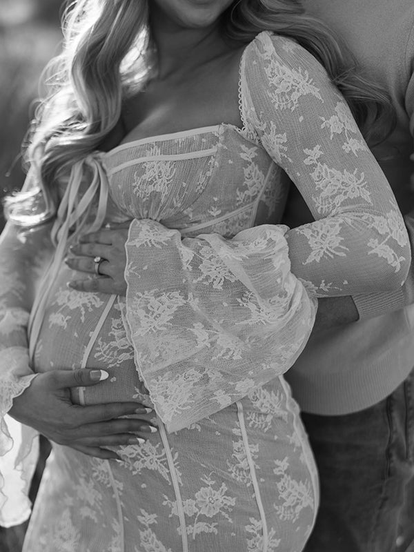 Momyknows White Lace Corset Square Neck Flare Sleeve Off Shoulder Bodycon Elegant Cocktail Party Maternity Baby Shower Photoshoot Maxi Dress White / Momyknows White Lace Corset Square Neck Flare Sleeve Off Shoulder Bodycon Elegant Cocktail Party Maternity Baby Shower Photoshoot Maxi Dress White /