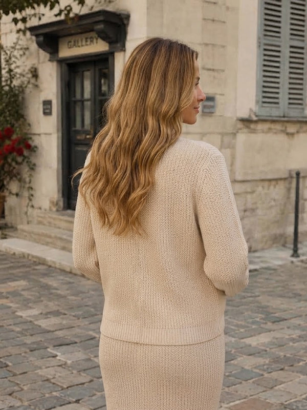 Khaki Maternity Top with Crochet Texture and Bowknot Button Detail