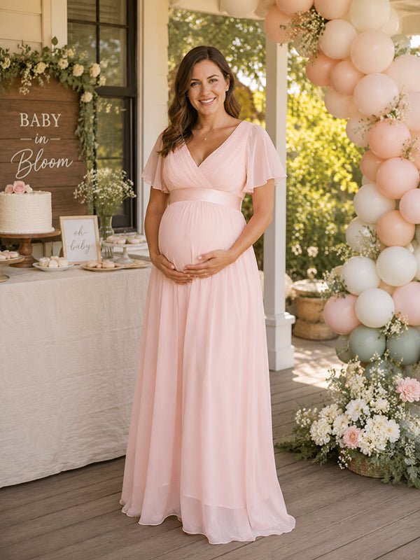 dress maternity maxi dresses Momyknows Light Green Pleated Batwing Sleeve Dress, Light Green / M Bust is double lined to prevent sheerness Black Floral Halter Cutout Open