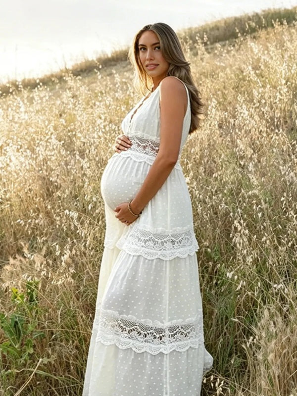 maternity sleeveless maxi dress Maternity Sleeveless Eyelet Maxi Dress