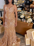 Momyknows Golden Sequin Tube Mermaid V-neck Photoshoot Evening Gown Baby Shower Maternity Maxi Dress