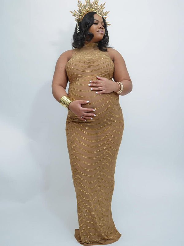 maternity dress with sequins Sevintage for Photograph Long Sleeves V-Neck Sequin Slit Pregnant Robe Lingerie Baby Shower Gown Formal Black S at Amazon Women's Clothing store so theres no worries about irritating sensitive skin Diamond Gown - Maternity Dress