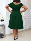 Momyknows Sashes Ruched Off Shoulder Scuba St. Patrick's Day Babyshower Party Pregnant Maternity Midi Dress