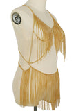 Momyknows Gold Chain Tassel Crop 2-in-1 Glitter Sparkly Bikini Cover-ups Photoshoo Maternity Mini Dress