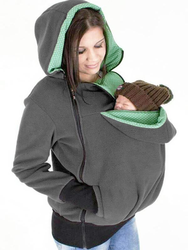 Momyknows Polka Dot Multifunction Breast-feeding Kangaroo Casual Pregnant Maternity Hooded Sweatshirt