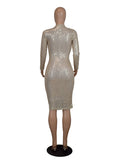 Momyknows Christmas Sequin Band Neck Bodycon Elegant Evening Gown Photoshoot Bodycon Maternity Midi Dress